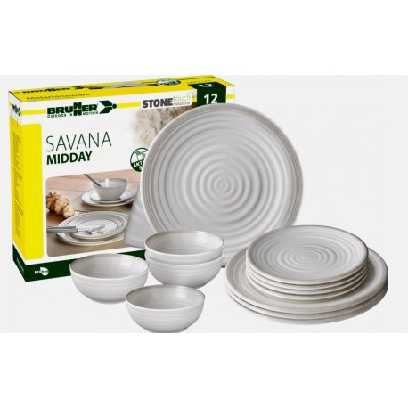 Melamine Dinner Set 12 piece - Savanna Stone